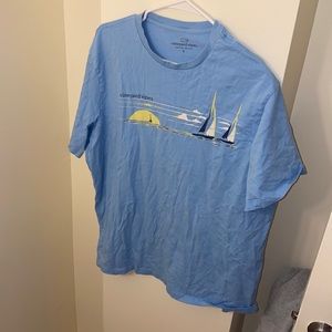 Classic Vineyard Vines Light Blue Boat Sunset Crew T-Shirt